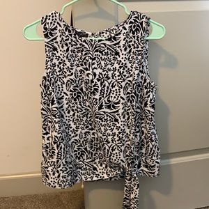 Talbots Petites Black and White Patterned Work Top